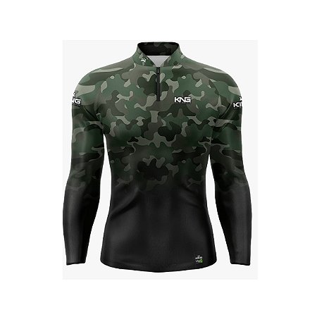 Camiseta Pesca King Manga Longa KFF-301N com Proteção UV+