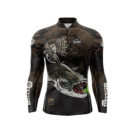 Camiseta Pesca King Manga Longa KFF-644 Traíra com Proteção UV+