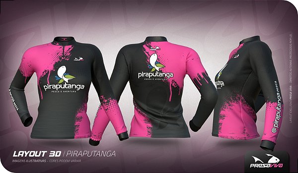 Camisa Pesca Presa Viva Feminina Baby Look Piraputanga Proteção UV+