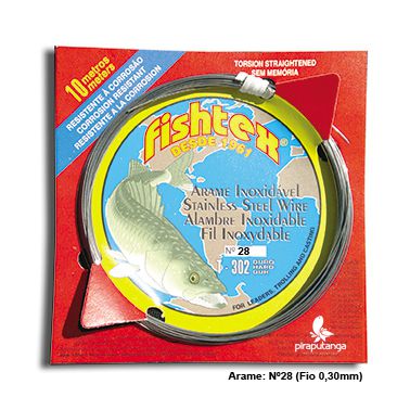 Arame de Aço Inox AISI 302 Polido Duro Fishtex Nº28 0,30mm - 10m -  Piraputanga Pesca e Aventura