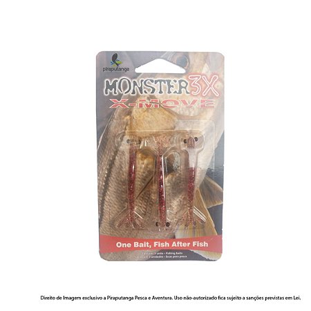 Isca Artificial Camarão Monster3x X-Move 7cm, Cor: Ultra Red