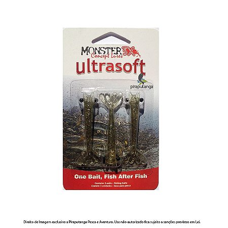 Isca Artificial Camarão Monster3x Ultrasoft 7,5cm, Chá Dourado