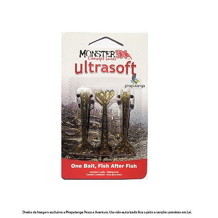 Isca Artificial Camarão Monster3x Ultrasoft 7,5cm, Dourado
