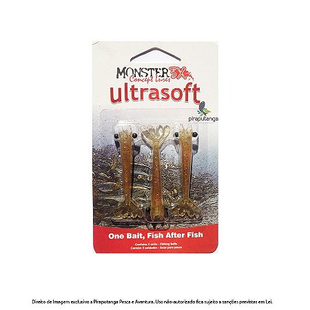 Isca Artificial Camarão Monster3x Ultrasoft 7,5cm, Red Chá