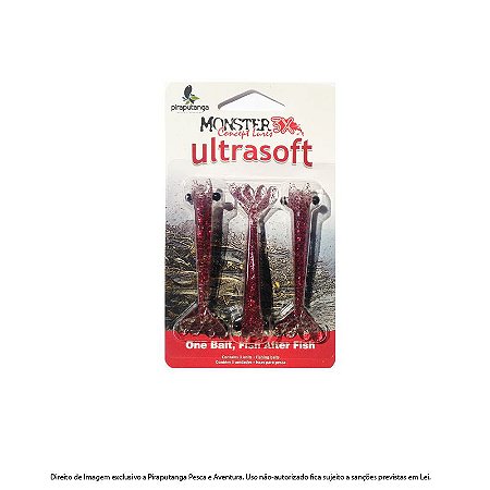 Isca Artificial Camarão Monster3x Ultrasoft 9cm, Ultra Red