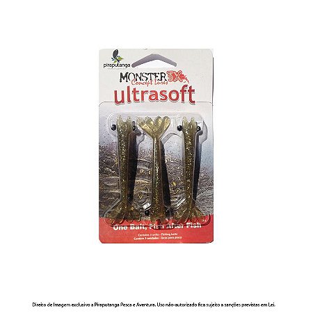 Isca Artificial Camarão Monster3x Ultrasoft 9cm, Dourado