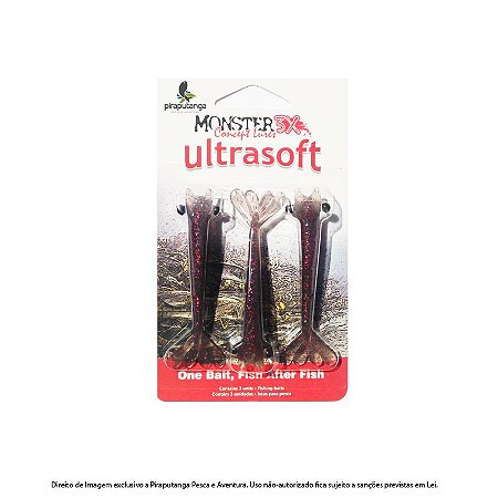 Isca Artificial Camarão Monster3x Ultrasoft 9cm, Ferrinho Red