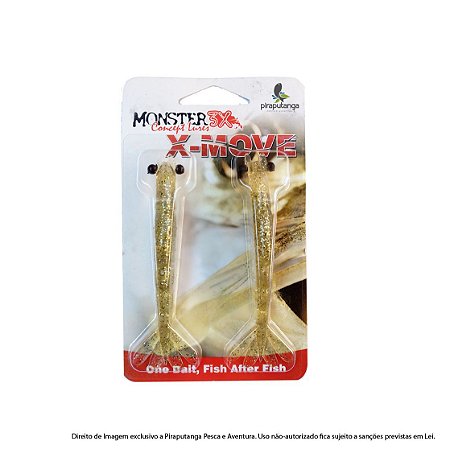 Isca Artificial Camarão Monster3x X-Move 12cm, Cor: Chá Dourado