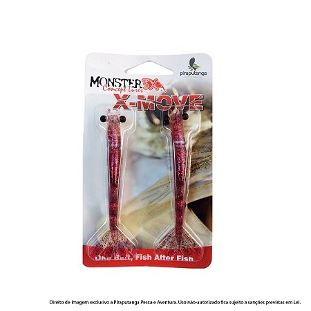 Isca Artificial Camarão Monster3x X-Move 12cm, Cor: Ultra Red