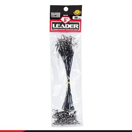 Chicote Leader Marine Sports Hook Snap Black 6" - 30p