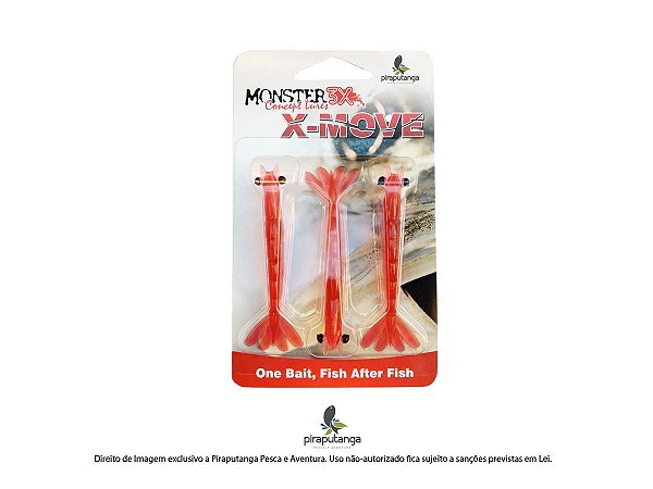 Isca Artificial Camarão Monster3x X-Move 9cm, Cor: Red