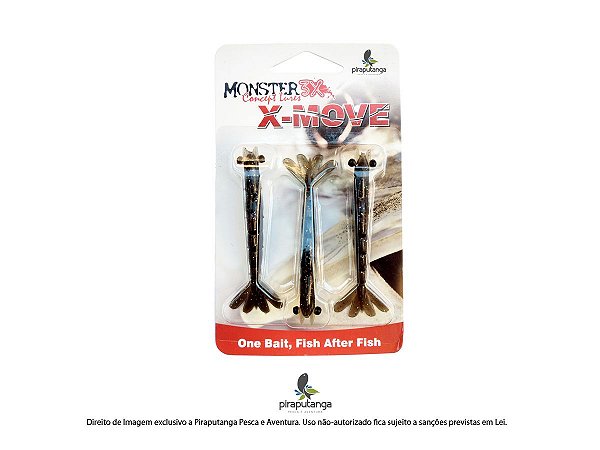 Isca Artificial Camarão Monster3x X-Move 9cm, Cor: Natural