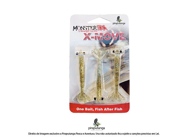 Isca Artificial Camarão Monster3x X-Move 9cm, Cor: Chá Dourado