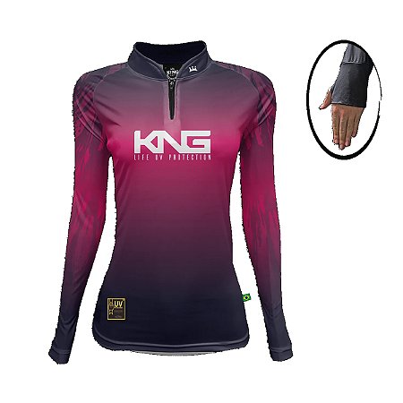 Camiseta Pesca King Feminina Baby Look KNG 02 com Proteção UV+