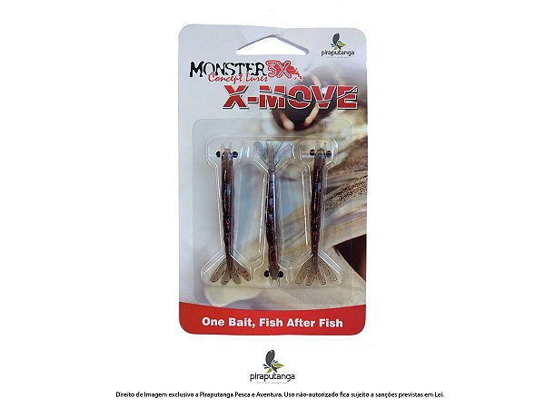Isca Artificial Camarão Monster3x X-Move 7cm, Cor: Ferrinho Red