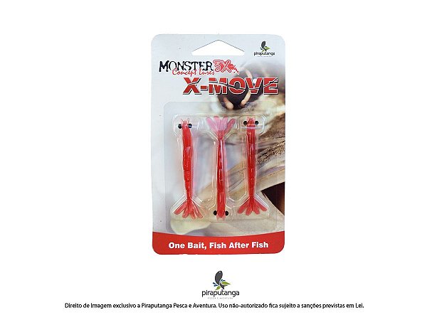Isca Artificial Camarão Monster3x X-Move 7cm, Cor: Red
