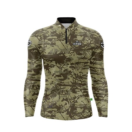 Camiseta Pesca King Manga Longa KFF-301 com Proteção UV+