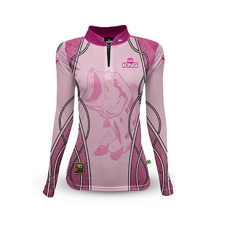 Camiseta Pesca King Feminina Baby Look KFF-601N com Proteção UV+