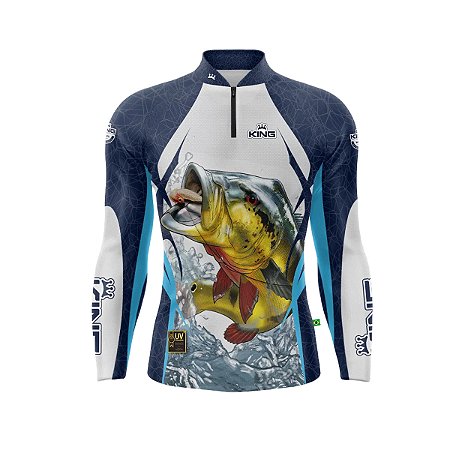 Camiseta Pesca King Manga Longa KD-206 Tucunaré com Proteção UV+