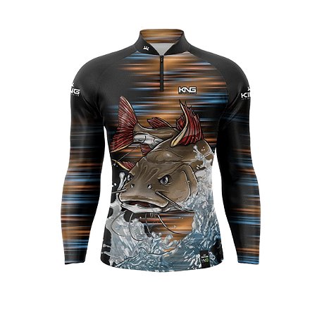 Camiseta Pesca King Manga Longa KFF-303N Pirarara com Proteção UV+
