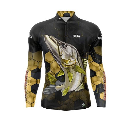 Camiseta Pesca King Manga Longa KFF-619 Robalo com Proteção UV+
