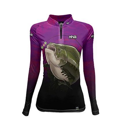 Camiseta Pesca King Feminina Baby Look KFF-609N com Proteção UV+