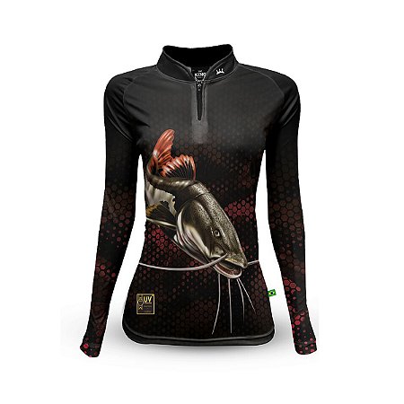 Camiseta Pesca King Feminina Baby Look KFF-653N com Proteção UV+