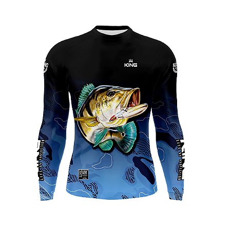 Camiseta Pesca Infantil King Manga Longa KFF-060Ni com Proteção UV+