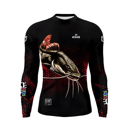 Camiseta Pesca Infantil King Manga Longa KFF-647Ni com Proteção UV+