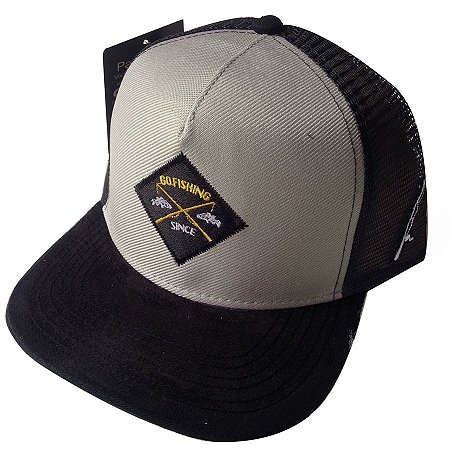 Boné de Pesca Go Fishing Cinza Bordado + Telado