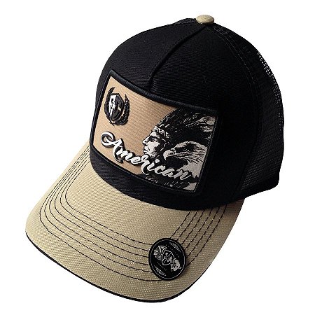 Boné de Pesca American Preto Auto Relevo + Telado