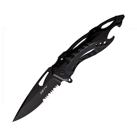 Canivete Black Deyu DY-017994 Quebra Vidro Lâmina Serrilhada Abridor Garrafa