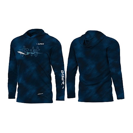 Camisa Presa Viva Graphic Line Poliamida 30 Nakamura C/ Capuz Proteção UV50+