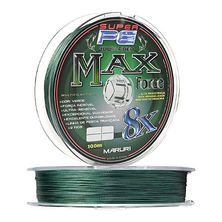 Linha Multifilamento Maruri Max Force 8X Super PE-100% Verde 100m (Unidade)