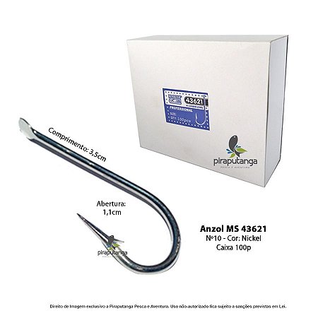 Anzol Profissional Marine Sport 43621 Nº10 Ponta Angulada 100p
