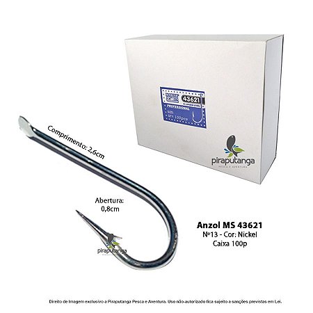 Anzol Profissional Marine Sport 43621 Nº13 Ponta Angulada 100p