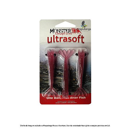 Isca Artificial Camarão Monster3x Ultrasoft 9cm, Beet