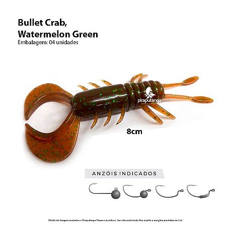 Isca Artificial Monster3x Bullet Crab 8cm Watermelon Green 4p