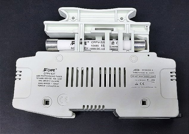 Porta Fusível Solar CFPV-63T 10x85 1500VCC c/ fusível 15A