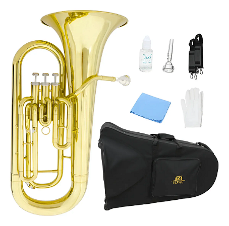 Bombardino Euphonium Sib Konig Laqueado 3 Pistos Completo com Estojo