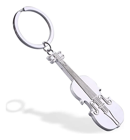 Chaveiro de Violino Konig Prateado Presente Criativo para Músicos