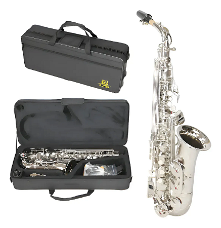 Sax Alto Konig Eb Prateado Completo com Estojo e Boquilha
