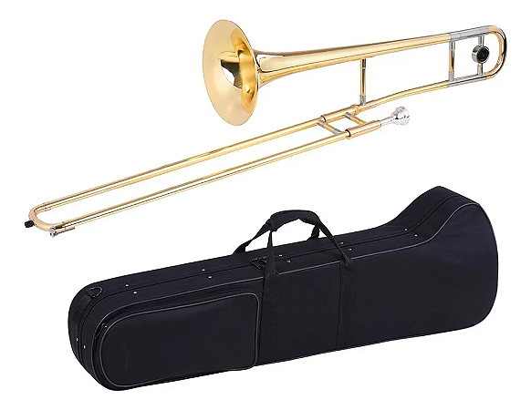 Trombone de Vara Sib Konig Laqueado Dourado Profissional Completo