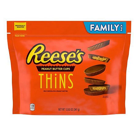 Reese's, THiNS Milk Chocolate Peanut Butter Cups Candy Individually Wrapped