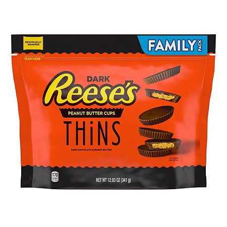 Reese's, THiNS Dark Chocolate Peanut Butter Cups Candy Individually Wrapped