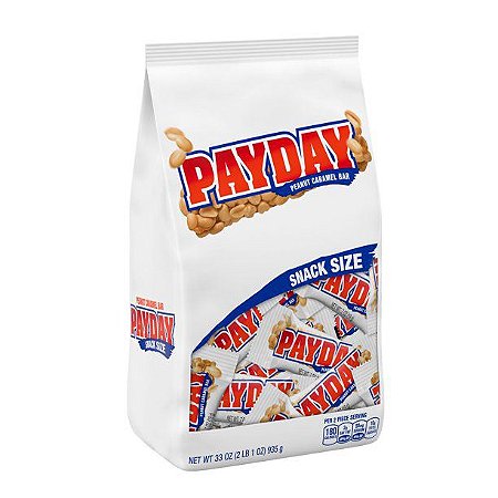 PAYDAY, Peanut and Caramel Snack Size Candy Bars, Individually Wrapped