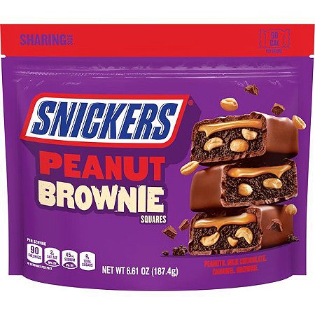 Snickers Peanut Brownie Squares Sharing Size Chocolate Candy Bars