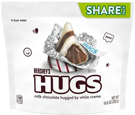 Hershey's Hugs Milk Chocolate and White Creme Candy, Individually Wrapped