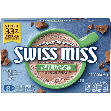 Swiss Miss No Sugar Added Milk Chocolate Flavored Hot Cocoa Mix