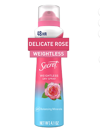 Secret Dry Spray Antiperspirant Deodorant Delicate Rose and Argan Oil